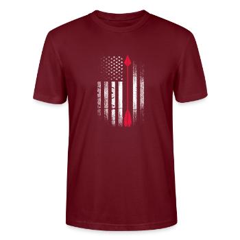 Archery - Stanley/Stella CRAFTER Unisex Organic T-Shirt - burgundy - Front - Alina (178cm) & Michal (187cm)