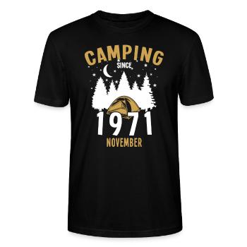 Verjaardag:Camping sinds november 1971 Camping - Stanley/Stella Uniseks bio-T-shirt CRAFTER - zwart - Voor - Alina (178cm) & Michal (187cm)