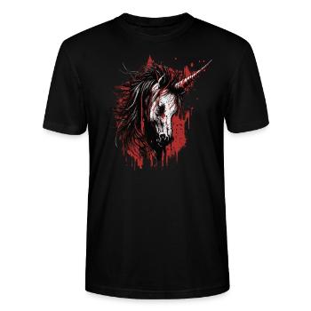 Licorne effrayante - T-shirt bio CRAFTER Stanley Stella Unisexe - noir - Devant - Alina (178cm) & Michal (187cm)