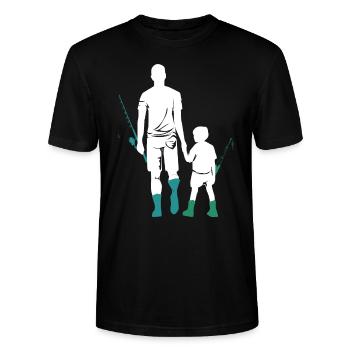 Vater Sohn Passenden Fischer - Stanley/Stella Unisex Bio-T-Shirt CRAFTER - Schwarz - Vorne - Alina (178cm) & Michal (187cm)