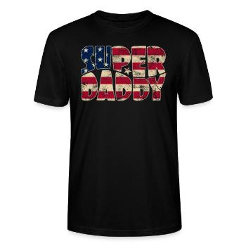 Super Daddy In Stars And Stripes pour papa - T-shirt bio CRAFTER Stanley Stella Unisexe - noir - Devant - Alina (178cm) & Michal (187cm)