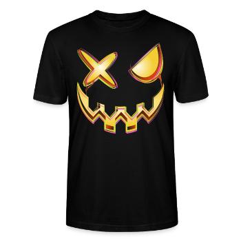 Halloween Rave Face Tech Music Festival Techno - Stanley/Stella Unisex Bio-T-Shirt CRAFTER - Schwarz - Vorne - Alina (178cm) & Michal (187cm)