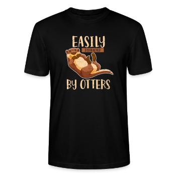 Otter - Stanley/Stella Unisex Bio-T-Shirt CRAFTER - Schwarz - Vorne - Alina (178cm) & Michal (187cm)