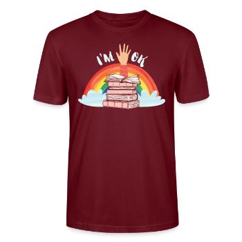 Amateurs de livres Je suis d’accord avec Books Lesefreunde - T-shirt bio CRAFTER Stanley Stella Unisexe - bordeaux - Devant - Alina (178cm) & Michal (187cm)
