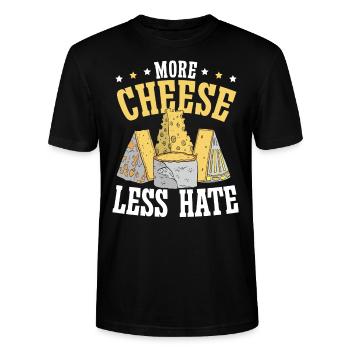 Mehr Käse weniger Hass käsiges Essen Liebhaber Feinschmecker - Stanley/Stella Unisex Bio-T-Shirt CRAFTER - Schwarz - Vorne - Alina (178cm) & Michal (187cm)