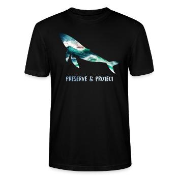 Rettet die Wale Artenschutz und Tierschutz - Stanley/Stella Unisex Bio-T-Shirt CRAFTER - Schwarz - Vorne - Alina (178cm) & Michal (187cm)