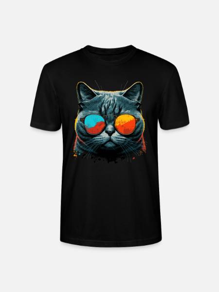 Cool cat with sunglasses - Stanley/Stella CRAFTER Unisex Organic T-Shirt - black
