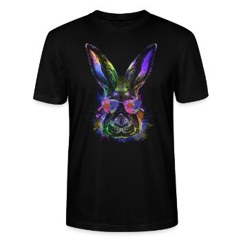 Cooler Osterhase Frohe Ostern Bunny - Stanley/Stella Unisex Bio-T-Shirt CRAFTER - Schwarz - Vorne - Alina (178cm) & Michal (187cm)
