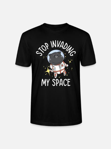 Weltraum Schnurrende Katze Astronaut - Stanley/Stella Unisex Bio-T-Shirt CRAFTER - Schwarz