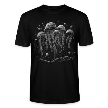 Qualle - Stanley/Stella Unisex Bio-T-Shirt CRAFTER - Schwarz - Vorne - Alina (178cm) & Michal (187cm)