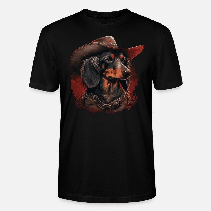 Teckel cow-boy - T-shirt bio CRAFTER Stanley Stella Unisexe - noir