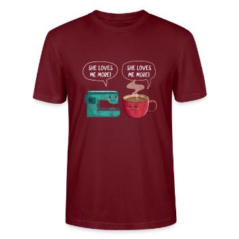 Coudre du café - T-shirt bio CRAFTER Stanley Stella Unisexe - bordeaux - Devant - Alina (178cm) & Michal (187cm)