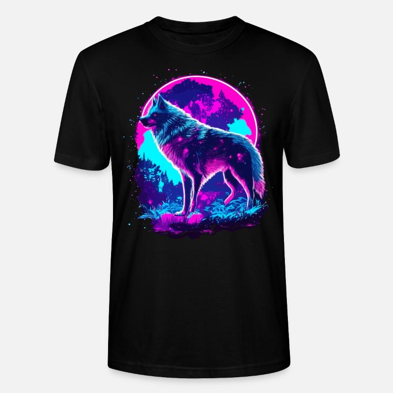 Wolfs Kunst Psychedelic Neon Synthwave - Stanley/Stella Unisex Bio-T-Shirt CRAFTER - Schwarz