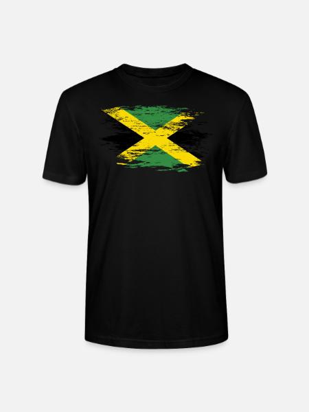 Jamaica flag used - Stanley/Stella CRAFTER Unisex Organic T-Shirt - black