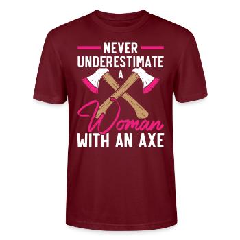 Axt werfen Beil Werfer Axt Wurf Holzfäller - Stanley/Stella Unisex Bio-T-Shirt CRAFTER - Burgunderrot - Vorne - Alina (178cm) & Michal (187cm)