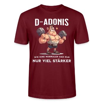 Papa Geschenk Vatertag D-Adonis - Stanley/Stella Unisex Bio-T-Shirt CRAFTER - Burgunderrot - Vorne - Alina (178cm) & Michal (187cm)