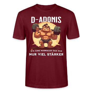 D-Adonis Lustiges Papa Geschenk Vatertag - Stanley/Stella Unisex Bio-T-Shirt CRAFTER - Burgunderrot - Vorne - Alina (178cm) & Michal (187cm)