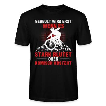 Downhill Mountainbiker Mountainbiken - Stanley/Stella Unisex Bio-T-Shirt CRAFTER - Schwarz - Vorne - Alina (178cm) & Michal (187cm)