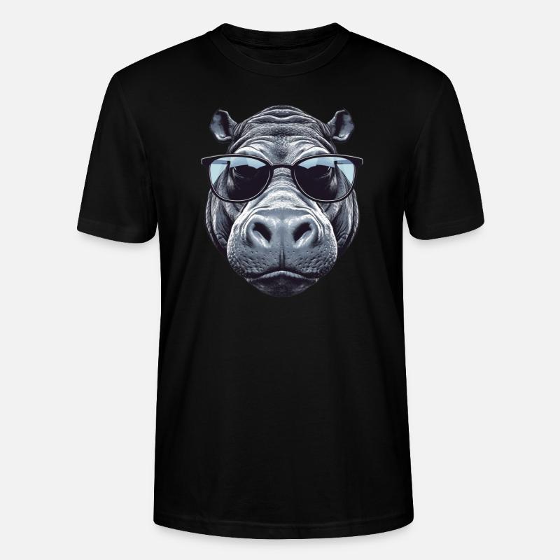 Hippopotame avec lunettes de soleil - T-shirt bio CRAFTER Stanley Stella Unisexe - noir