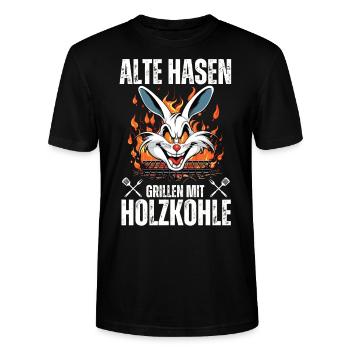 Grillmeister BBQ Barbecue Grill Chef Holzkohle - Stanley/Stella Unisex Bio-T-Shirt CRAFTER - Schwarz - Vorne - Alina (178cm) & Michal (187cm)