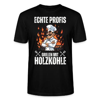 Grillmeister BBQ Barbecue Grill Chef Holzkohle - Stanley/Stella Unisex Bio-T-Shirt CRAFTER - Schwarz - Vorne - Alina (178cm) & Michal (187cm)