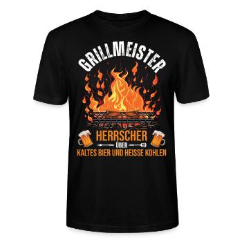 Grillmeister BBQ Barbecue Grill Chef Holzkohle - Stanley/Stella Unisex Bio-T-Shirt CRAFTER - Schwarz - Vorne - Alina (178cm) & Michal (187cm)