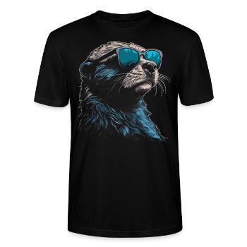 Otter Sonnenbrille - Stanley/Stella Unisex Bio-T-Shirt CRAFTER - Schwarz - Vorne - Alina (178cm) & Michal (187cm)