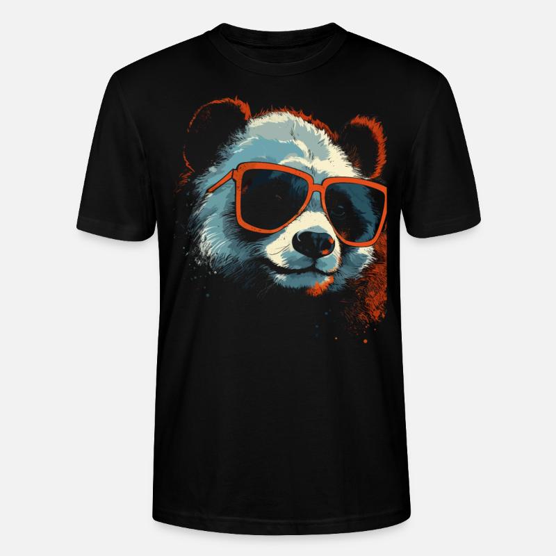 Panda kühle Sonnenbrille - Stanley/Stella Unisex Bio-T-Shirt CRAFTER - Schwarz