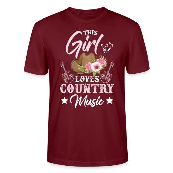 Dieses Mädchen liebt Country-Musik - Stanley/Stella Unisex Bio-T-Shirt CRAFTER - Burgunderrot - Vorne - Alina (178cm) & Michal (187cm)