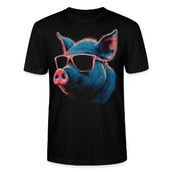 Cool Pig Sunglasses - Stanley/Stella CRAFTER Unisex Organic T-Shirt - black - Front - Alina (178cm) & Michal (187cm)