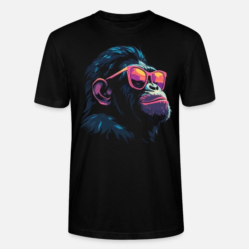 Lunettes de soleil cool chimpanzées - T-shirt bio CRAFTER Stanley Stella Unisexe - noir