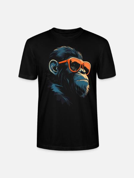 Chimpanzee Sunglasses - Stanley/Stella CRAFTER Unisex Organic T-Shirt - black