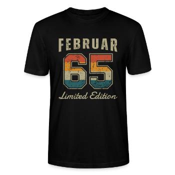 Geburtstag: Februar 1965 - Limited Edition Retro - Stanley/Stella Unisex Bio-T-Shirt CRAFTER - Schwarz - Vorne - Alina (178cm) & Michal (187cm)