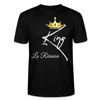 King La Réunion - T-shirt bio CRAFTER Stanley Stella Unisexe - noir - Devant - Alina (178cm) & Michal (187cm)