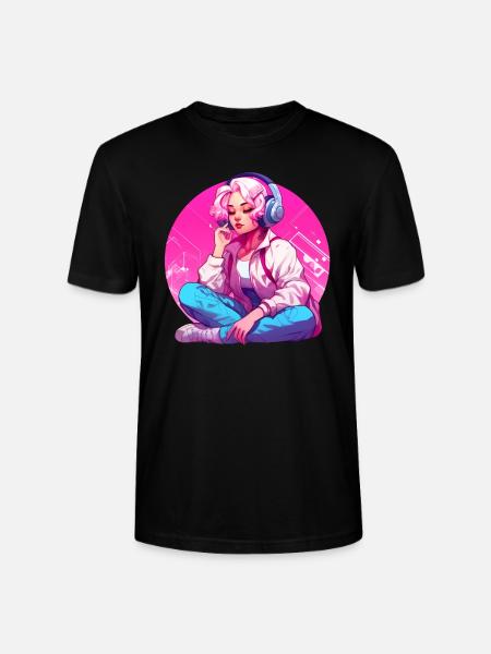 Fille avec des écouteurs - T-shirt bio CRAFTER Stanley Stella Unisexe - noir