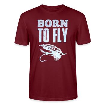 Pêche à la mouche née d’un pêcheur de chasse au poisson à la mouche - T-shirt bio CRAFTER Stanley Stella Unisexe - bordeaux - Devant - Alina (178cm) & Michal (187cm)