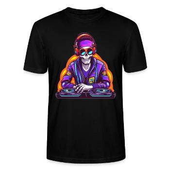 EDM Festival Skeleton Rave Dj - T-shirt bio CRAFTER Stanley Stella Unisexe - noir - Devant - Alina (178cm) & Michal (187cm)