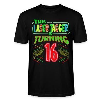 This Laser Tagger Is Turning 16 Years Old Laser - Stanley/Stella CRAFTER Unisex Organic T-Shirt - black - Front - Alina (178cm) & Michal (187cm)