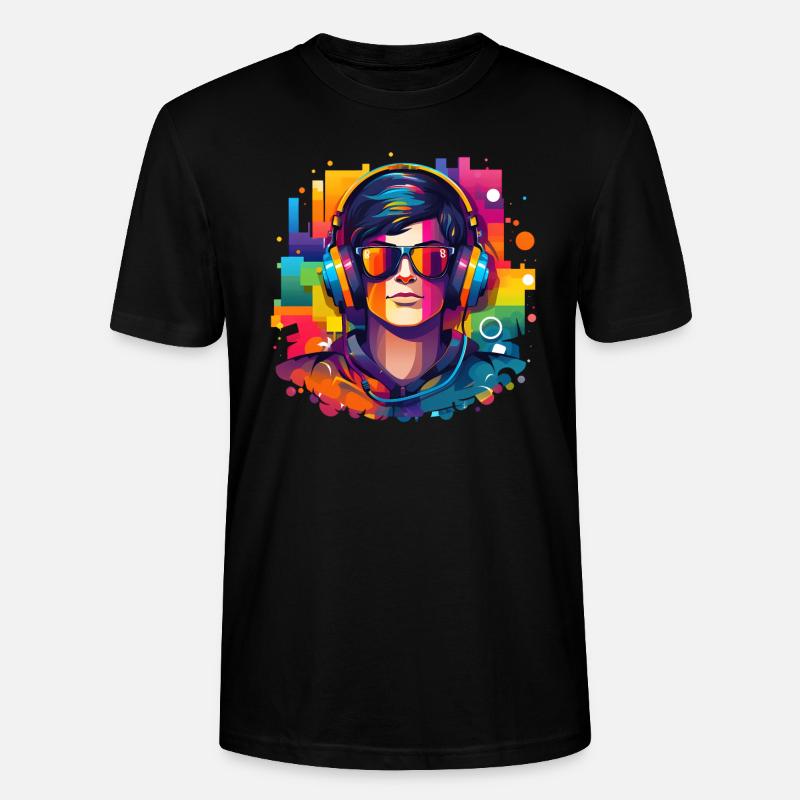 Mann mit Headset und Sonnenbrille - Stanley/Stella Unisex Bio-T-Shirt CRAFTER - Schwarz