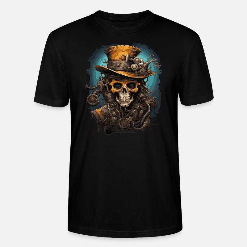 Crâne de zombie steampunk - T-shirt bio CRAFTER Stanley Stella Unisexe - noir