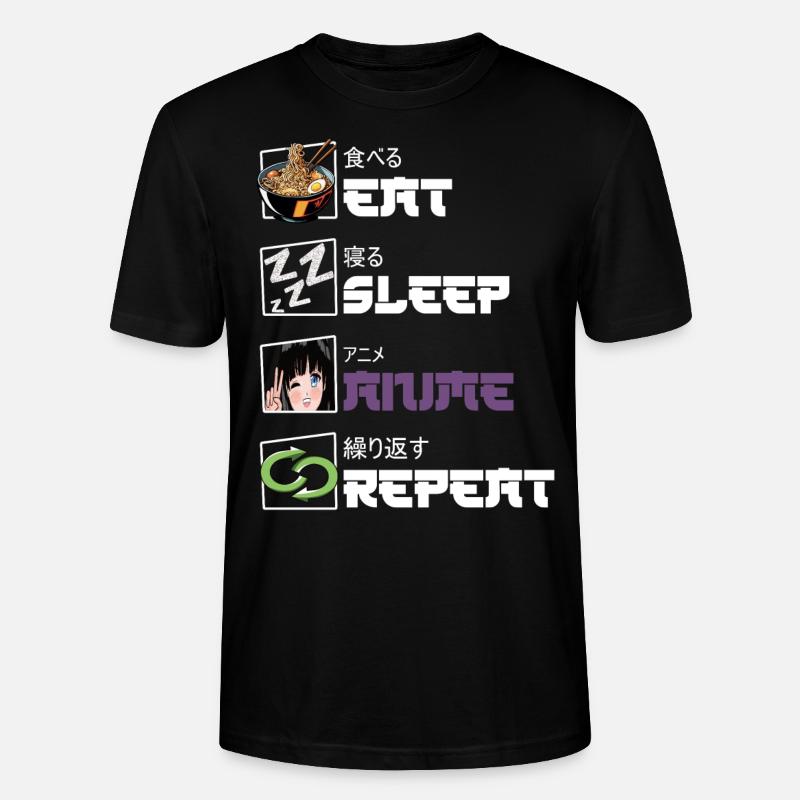 Manger Sommeil Anime Répéter - T-shirt bio CRAFTER Stanley Stella Unisexe - noir