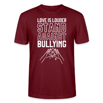 Unity Day Anti-Mobbing-Mobbing-Prävention Freundlichkeit - Stanley/Stella Unisex Bio-T-Shirt CRAFTER - Burgunderrot - Vorne - Alina (178cm) & Michal (187cm)