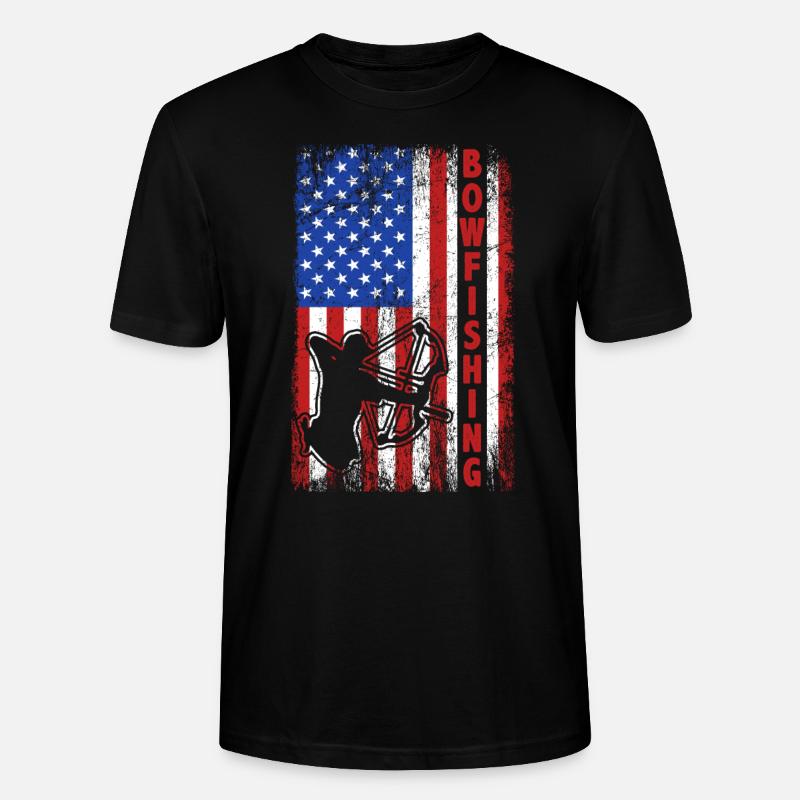 Bogenfischen USA Amerika Flagge Bogenjäger - Stanley/Stella Unisex Bio-T-Shirt CRAFTER - Schwarz