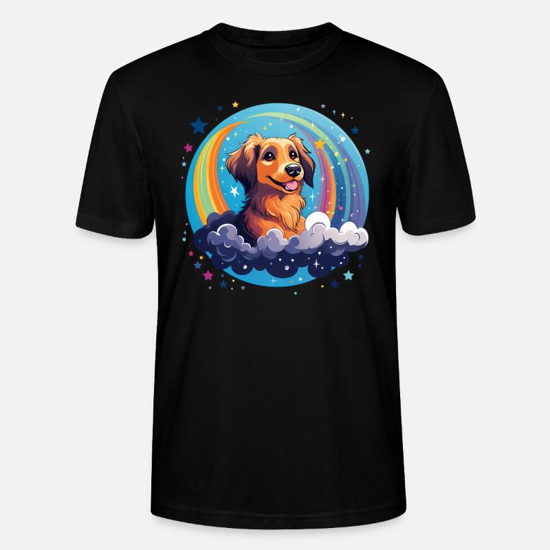 Hund mit Regenbogenhimmel - Stanley/Stella Unisex Bio-T-Shirt CRAFTER - Schwarz