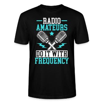 Amateurfunker Morsecode Radioaktivität - Stanley/Stella Unisex Bio-T-Shirt CRAFTER - Schwarz - Vorne - Alina (178cm) & Michal (187cm)