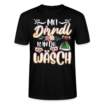 Mein Dirndl is in da Wäsch Bayerisches Dirndl Shir - Stanley/Stella Unisex Bio-T-Shirt CRAFTER - Schwarz - Vorne - Alina (178cm) & Michal (187cm)