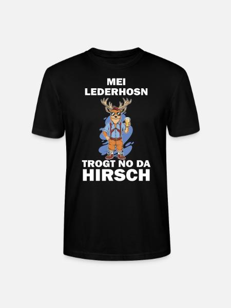 Lederhose Hirsch Tracht Bayrisch Trachten Ersatz - Stanley/Stella Unisex Bio-T-Shirt CRAFTER - Schwarz
