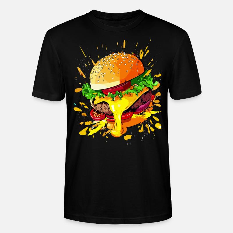 Extra Käse Burger Cheeseburger - Stanley/Stella Unisex Bio-T-Shirt CRAFTER - Schwarz