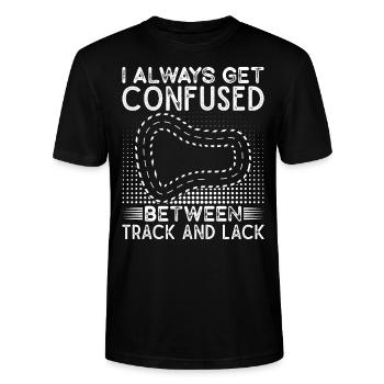 Slot Car Racing Confused Between Track & Lack - Stanley/Stella Unisex Bio-T-Shirt CRAFTER - Schwarz - Vorne - Alina (178cm) & Michal (187cm)