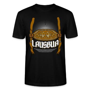 Lederhosen Lausbua Bayerisch Trachten Shirt Herren - Stanley/Stella Unisex Bio-T-Shirt CRAFTER - Schwarz - Vorne - Alina (178cm) & Michal (187cm)